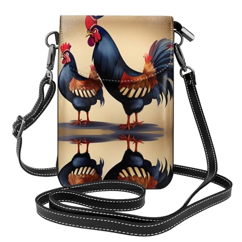 YYHHAOFA Kleine Leder-Umhängetasche für Damen, Motiv: französisches Hahnmuster, wasserdicht und langlebig von YYHHAOFA