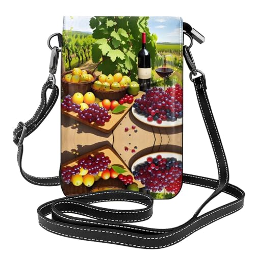 YYHHAOFA Kleine Leder-Umhängetasche für Damen, mit Obst- und Weinmuster, wasserdicht und langlebig von YYHHAOFA