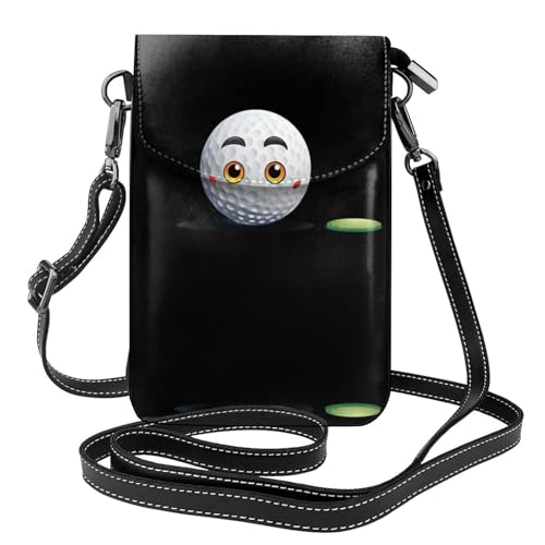YYHHAOFA Kleine Leder-Umhängetasche mit Cartoon-Golfball-Muster, für Damen, wasserdicht und langlebig von YYHHAOFA