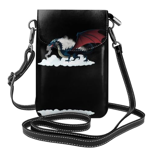 YYHHAOFA Kleine Umhängetasche aus Leder, Motiv: Drache umgeben von Rauchmuster, wasserdicht und langlebig von YYHHAOFA