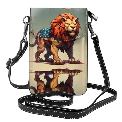 YYHHAOFA Kleine Umhängetasche aus Leder mit Cartoon-Cougar-Muster, wasserdicht und langlebig von YYHHAOFA