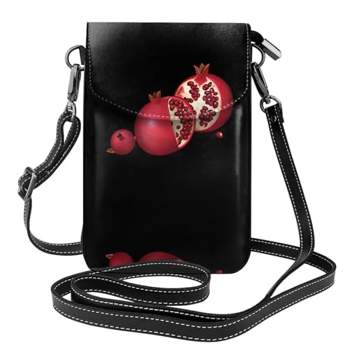 YYHHAOFA Kleine Umhängetasche aus Leder mit Cartoon-Granatapfelmuster, wasserdicht und langlebig von YYHHAOFA
