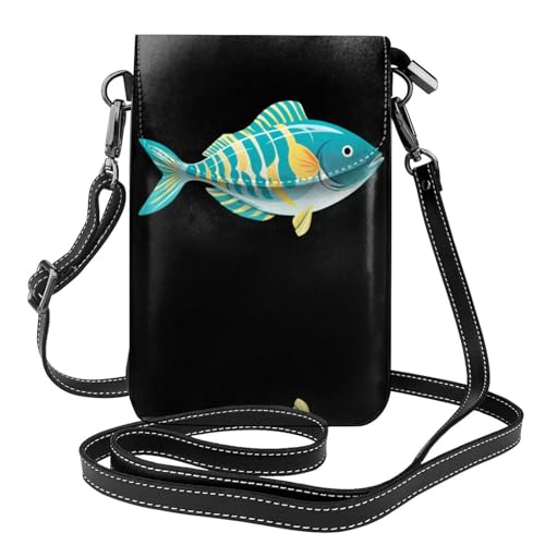 YYHHAOFA Kleine Umhängetasche aus Leder mit Fisch-im-Sommer-Muster, für Damen, wasserdicht und langlebig von YYHHAOFA