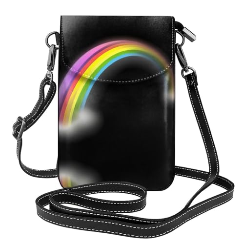 YYHHAOFA Kleine Umhängetasche aus Leder mit buntem Regenbogen-Muster, wasserdicht und langlebig von YYHHAOFA