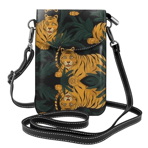 YYHHAOFA Kleine Umhängetasche aus Leder mit liegendem Tigermuster, wasserdicht und langlebig von YYHHAOFA