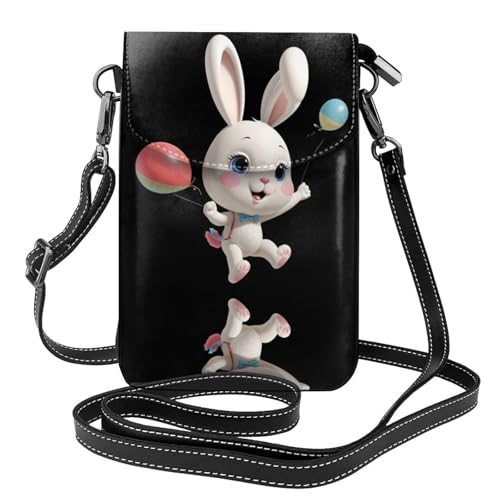 YYHHAOFA Kleine Umhängetasche aus Leder mit schwimmendem Hasen-Ballon-Muster, wasserdicht und langlebig von YYHHAOFA