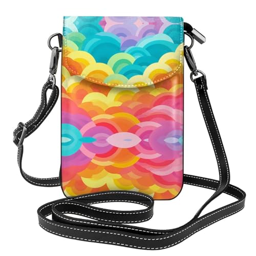 YYHHAOFA Kleine Umhängetasche für Damen, Leder, Regenbogen-Muster, wasserdicht und langlebig von YYHHAOFA