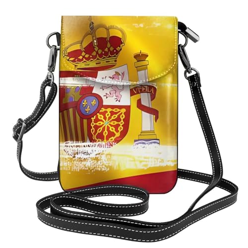YYHHAOFA Kleine Umhängetasche für Damen, Motiv: Spanien-Flagge, Leder, wasserdicht und langlebig von YYHHAOFA