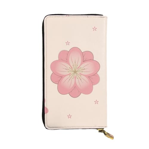 YYHHAOFA Kleine rosa Kirschblütenmuster Leder lange Clutch-Geldbörse: bequem, leicht, wasserdicht, langlebig, 19 x 10,5 cm, Schwarz, Einheitsgröße von YYHHAOFA