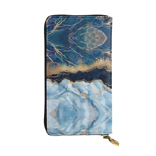 YYHHAOFA Lange Clutch-Geldbörse aus Leder, Marmor, Marineblau, gemischte Aufdrucke: bequem, leicht, modisch, langlebig, 19 x 10,5 cm, Schwarz , Einheitsgröße von YYHHAOFA