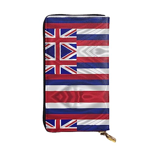 YYHHAOFA Lange Clutch-Geldbörse aus Leder, Motiv: Flagge von Hawaii, amerikanischer Aufdruck: bequem, leicht, modisch, langlebig, 19 x 10,5 cm, Schwarz , Einheitsgröße von YYHHAOFA