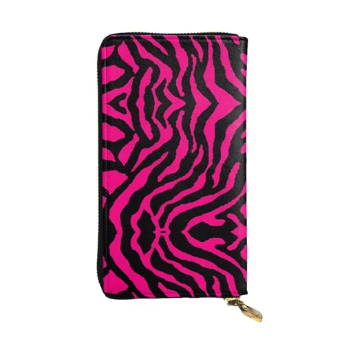 YYHHAOFA Lange Clutch-Geldbörse aus Leder, Zebra-Tigermuster, Leopardenmuster, Rosa, bequem, leicht, modisch, langlebig, 19 x 10,5 cm, Schwarz , Einheitsgröße von YYHHAOFA