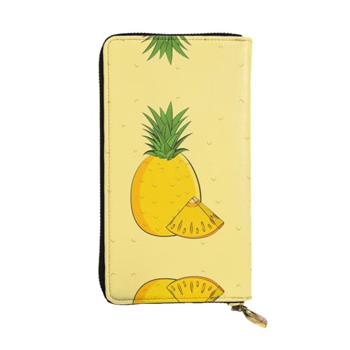 YYHHAOFA Lange Clutch-Geldbörse aus Leder mit Cartoon-Ananas-Aufdruck: bequem, leicht, modisch, langlebig, 19 x 10,5 cm, Schwarz , Einheitsgröße von YYHHAOFA