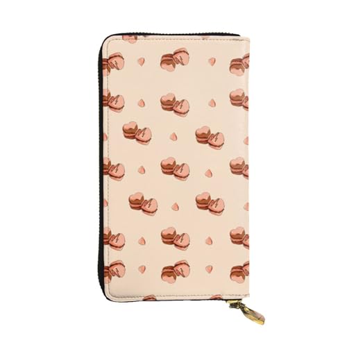 YYHHAOFA Lange Clutch-Geldbörse aus Leder mit Cartoon-Macarons-Aufdruck: bequem, leicht, modisch, langlebig, 19 x 10,5 cm, Schwarz , Einheitsgröße von YYHHAOFA