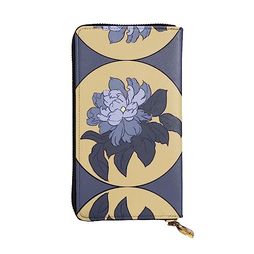 YYHHAOFA Lange Clutch-Geldbörse aus Leder mit Cartoon-Pfingstrosen-Aufdruck: bequem, leicht, modisch, langlebig, 19 x 10,5 cm, Schwarz , Einheitsgröße von YYHHAOFA