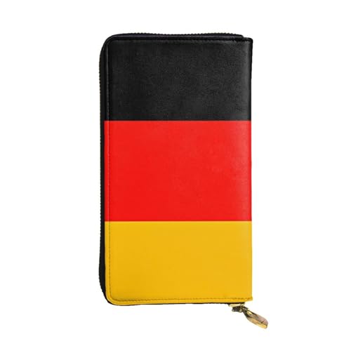 YYHHAOFA Lange Clutch-Geldbörse aus Leder mit Deutschlandflagge: bequem, leicht, wasserdicht, langlebig, 19 x 10,5 cm, Schwarz, Einheitsgröße von YYHHAOFA