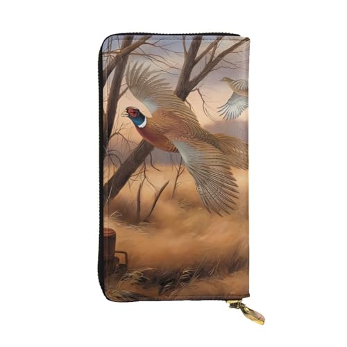 YYHHAOFA Lange Clutch-Geldbörse aus Leder mit Fasanenjagd-Bild, bequem, leicht, modisch, langlebig, 19 x 10,5 cm, Schwarz , Einheitsgröße von YYHHAOFA