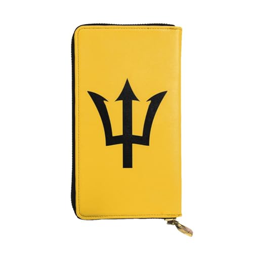 YYHHAOFA Lange Clutch-Geldbörse aus Leder mit Flagge von Barbados: bequem, leicht, wasserdicht, langlebig, 19 x 10,5 cm, Schwarz, Einheitsgröße, Schwarz , Einheitsgröße von YYHHAOFA