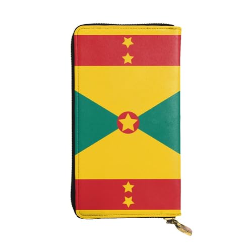 YYHHAOFA Lange Clutch-Geldbörse aus Leder mit Flagge von Grenada: bequem, leicht, wasserdicht, langlebig, 19 x 10,5 cm, Schwarz, Einheitsgröße von YYHHAOFA