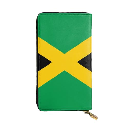 YYHHAOFA Lange Clutch-Geldbörse aus Leder mit Flagge von Jamaika: bequem, leicht, wasserdicht, langlebig, 19 x 10,5 cm, Schwarz, Einheitsgröße, Schwarz , Einheitsgröße von YYHHAOFA