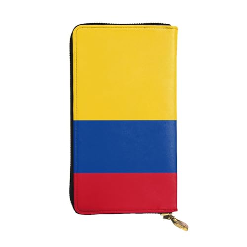 YYHHAOFA Lange Clutch-Geldbörse aus Leder mit Flagge von Kolumbien: bequem, leicht, wasserdicht, langlebig, 19 x 10,5 cm, Schwarz, Einheitsgröße, Schwarz , Einheitsgröße von YYHHAOFA