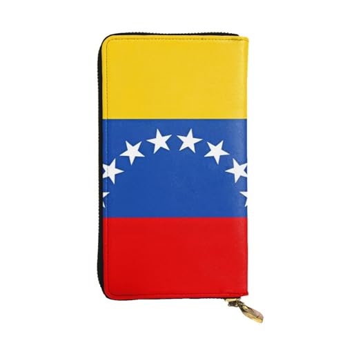 YYHHAOFA Lange Clutch-Geldbörse aus Leder mit Flagge von Venezuela: bequem, leicht, wasserdicht, langlebig, 19 x 10,5 cm, Schwarz, Einheitsgröße, Schwarz , Einheitsgröße von YYHHAOFA