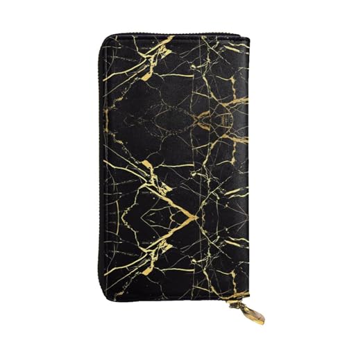 YYHHAOFA Lange Clutch-Geldbörse aus Leder mit Marmor-Aufdruck: bequem, leicht, wasserdicht, langlebig, 19 x 10,5 cm, Schwarz, Einheitsgröße von YYHHAOFA