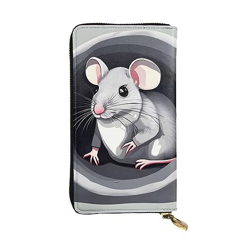 YYHHAOFA Lange Clutch-Geldbörse aus Leder mit Maus im Lochdruck: bequem, leicht, wasserdicht, langlebig, 19 x 10,5 cm, Schwarz, Einheitsgröße, Schwarz , Einheitsgröße von YYHHAOFA