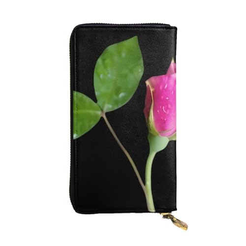 YYHHAOFA Lange Clutch-Geldbörse aus Leder mit Mondblumen-Aufdruck: bequem, leicht, modisch, langlebig, 19 x 10,5 cm, Schwarz , Einheitsgröße von YYHHAOFA