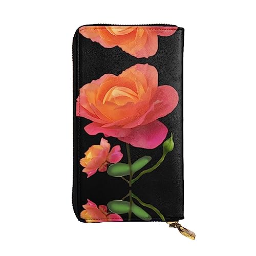 YYHHAOFA Lange Clutch-Geldbörse aus Leder mit Mondblumen-Aufdruck: bequem, leicht, modisch, langlebig, 19 x 10,5 cm, Schwarz , Einheitsgröße von YYHHAOFA