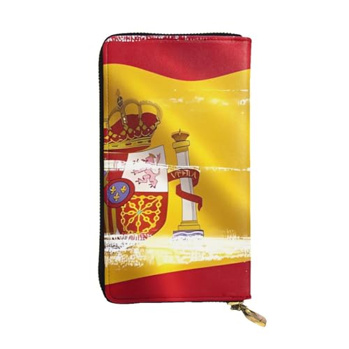 YYHHAOFA Lange Clutch-Geldbörse aus Leder mit Spanien-Flagge: bequem, leicht, modisch, langlebig, 19 x 10,5 cm, Schwarz , Einheitsgröße von YYHHAOFA
