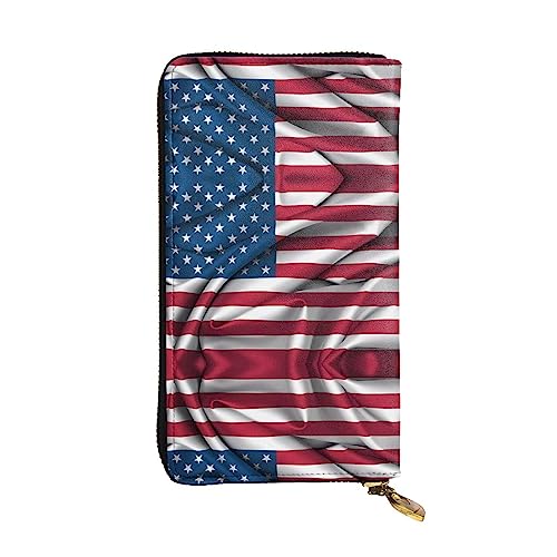 YYHHAOFA Lange Clutch-Geldbörse aus Leder mit amerikanischer Flagge: bequem, leicht, modisch, langlebig, 19 x 10,5 cm, Schwarz , Einheitsgröße von YYHHAOFA