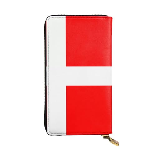 YYHHAOFA Lange Clutch-Geldbörse aus Leder mit dänischem Flaggenmuster: bequem, leicht, modisch, langlebig, 19 x 10,5 cm, Schwarz , Einheitsgröße von YYHHAOFA