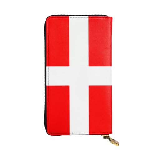 YYHHAOFA Lange Clutch-Geldbörse aus Leder mit dänischer Flagge: bequem, leicht, modisch, langlebig, 19 x 10,5 cm, Schwarz , Einheitsgröße von YYHHAOFA