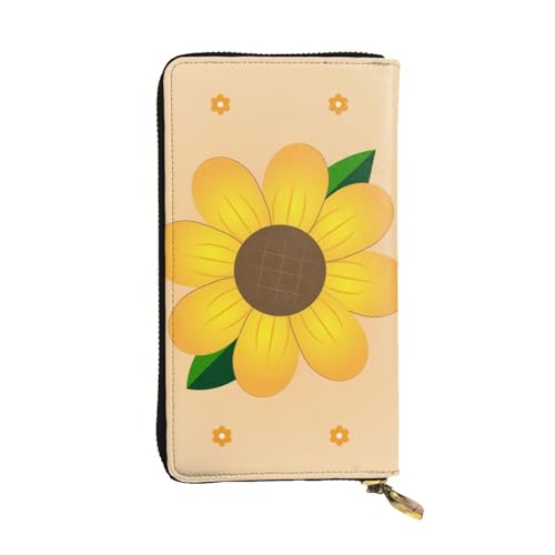 YYHHAOFA Lange Clutch-Geldbörse aus Leder mit goldener Sonnenblumen-Aufdruck: bequem, leicht, modisch, langlebig, 19 x 10,5 cm, Schwarz , Einheitsgröße von YYHHAOFA