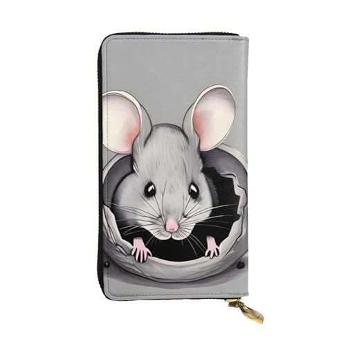 YYHHAOFA Lange Clutch-Geldbörse aus Leder mit grauem Ratten-Aufdruck: bequem, leicht, modisch, langlebig, 19 x 10,5 cm, Schwarz , Einheitsgröße von YYHHAOFA