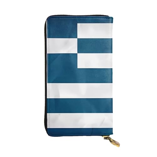 YYHHAOFA Lange Clutch-Geldbörse aus Leder mit griechischem Flaggenmuster: bequem, leicht, modisch, langlebig, 19 x 10,5 cm, Schwarz , Einheitsgröße von YYHHAOFA