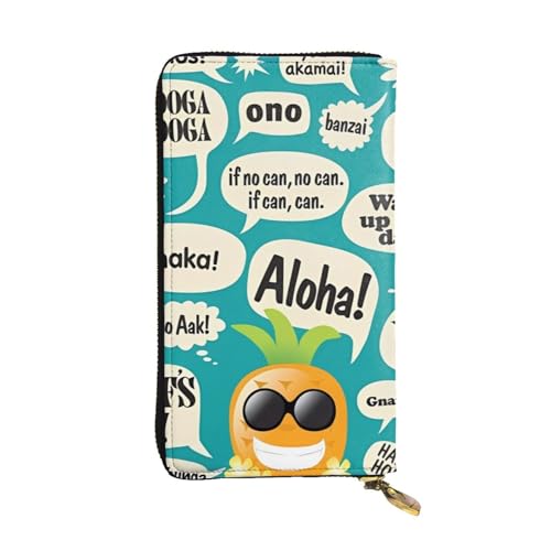 YYHHAOFA Lange Clutch-Geldbörse aus Leder mit hawaiianischem Slogans: bequem, leicht, wasserdicht, langlebig, 19 x 10,5 cm, Schwarz, Einheitsgröße von YYHHAOFA