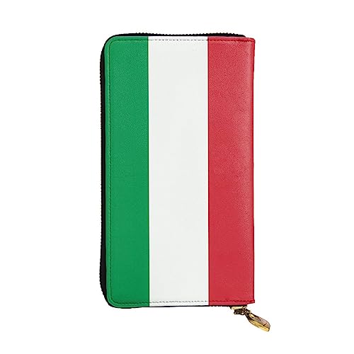 YYHHAOFA Lange Clutch-Geldbörse aus Leder mit italienischer Flagge: bequem, leicht, wasserdicht, langlebig, 19 x 10,5 cm, Schwarz, Einheitsgröße von YYHHAOFA