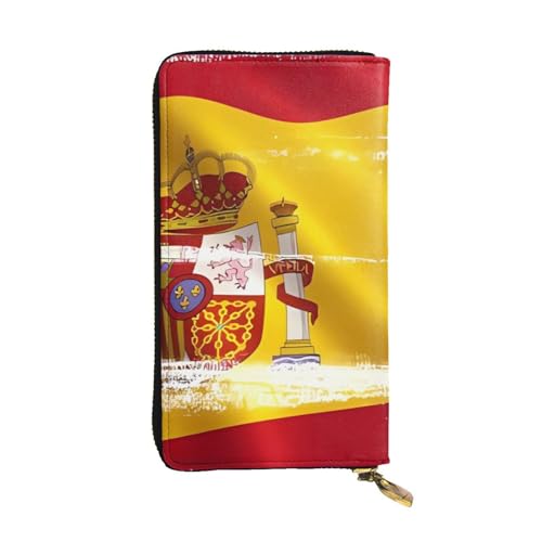 YYHHAOFA Lange Clutch-Geldbörse aus Leder mit spanischer Flagge: bequem, leicht, wasserdicht, langlebig, 19 x 10,5 cm, Schwarz, Einheitsgröße, Schwarz , Einheitsgröße von YYHHAOFA