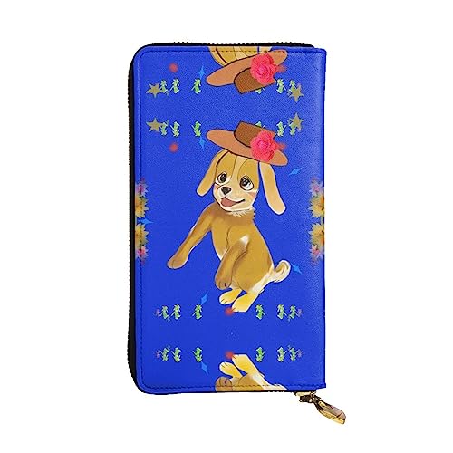 YYHHAOFA Lange Clutch-Geldbörse aus Leder mit tanzendem Cartoon-Hundeaufdruck: bequem, leicht, modisch, langlebig, 19 x 10,5 cm, Schwarz , Einheitsgröße von YYHHAOFA