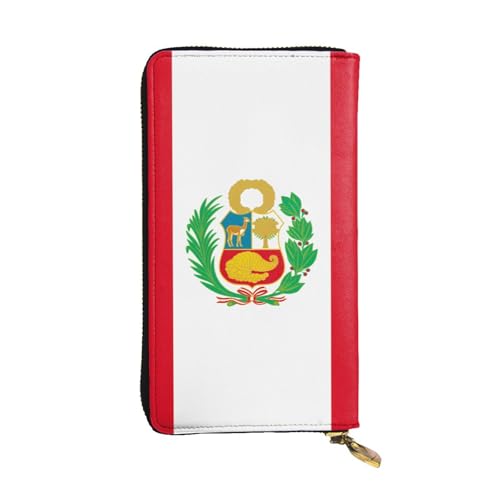 YYHHAOFA Lange Clutch-Geldbörse mit Flagge von Peru, Leder, bequem, leicht, modisch, langlebig, 19 x 10,5 cm, Schwarz , Einheitsgröße von YYHHAOFA