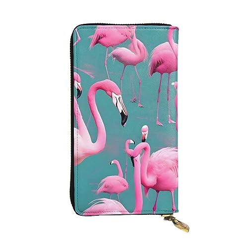 YYHHAOFA Lange Clutch-Geldbörse mit Flamingo-Bild, Leder, bequem, leicht, modisch, langlebig, 19 x 10,5 cm, Schwarz , Einheitsgröße von YYHHAOFA