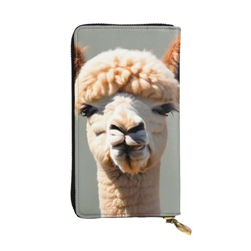 YYHHAOFA Lange Clutch aus Leder mit Alpaka-Avatar-Aufdruck, bequem, leicht, modisch, langlebig, 19 x 10,5 cm, Schwarz , Einheitsgröße von YYHHAOFA