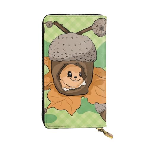 YYHHAOFA Lange Clutch aus Leder mit Cartoon-Eichhörnchenmuster: bequem, leicht, wasserdicht, langlebig, 19 x 10,5 cm, Schwarz, Einheitsgröße von YYHHAOFA