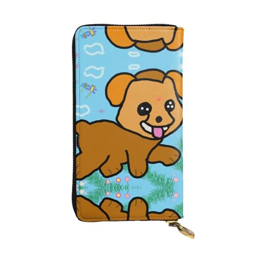 YYHHAOFA Lange Clutch aus Leder mit Cartoon-Hundemotiven: bequem, leicht, wasserdicht, langlebig, 19 x 10,5 cm, Schwarz, Einheitsgröße von YYHHAOFA