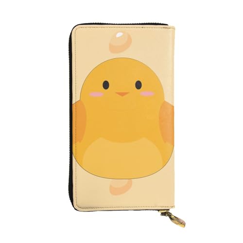 YYHHAOFA Lange Clutch aus Leder mit Cartoon-Küken-Prägung: bequem, leicht, wasserdicht, langlebig, 19 x 10,5 cm, Schwarz, Einheitsgröße, Schwarz , Einheitsgröße von YYHHAOFA