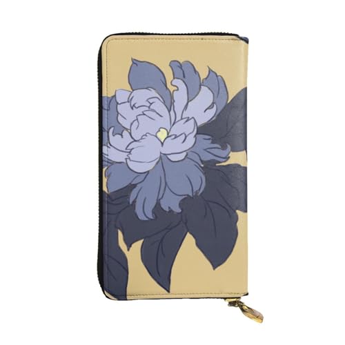 YYHHAOFA Lange Clutch aus Leder mit Cartoon-Pfingstrosenmotiv: bequem, leicht, wasserdicht, langlebig, 19 x 10,5 cm, Schwarz, Einheitsgröße, Schwarz , Einheitsgröße von YYHHAOFA