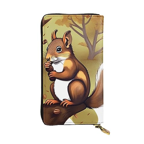 YYHHAOFA Lange Clutch aus Leder mit Eichhörnchen-Aufdruck: bequem, leicht, wasserdicht, langlebig, 19 x 10,5 cm, Schwarz, Einheitsgröße, Schwarz , Einheitsgröße von YYHHAOFA