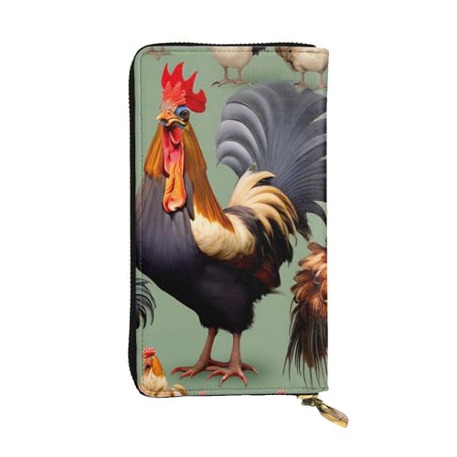 YYHHAOFA Lange Clutch aus Leder mit Hahn- und Huhnprägung: bequem, leicht, wasserdicht, langlebig, 19 x 10,5 cm, Schwarz, Einheitsgröße, Schwarz , Einheitsgröße von YYHHAOFA